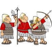 Roman Soldiers Armed with Bow & Arrow, Sword, and Spear Clipart © djart #4218