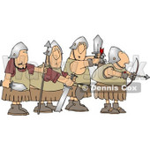 Four Roman Soldier Armed with Weapons and Ready for Battle Clipart © djart #4220
