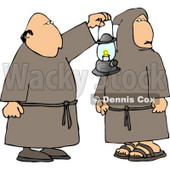 Two Religious Monks with a Lantern at Night Clipart © djart #4223
