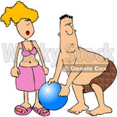 White Couple Playing Ball at the Beach Clipart © djart #4230