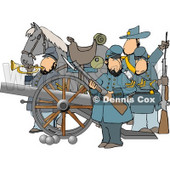 Civil War Soldiers and Horse, Armed with a Cannon and Rifles Clipart © djart #4264