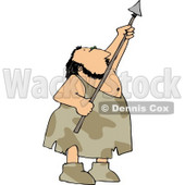 Hunting Caveman Aiming His Spear Upwards Clipart © djart #4267