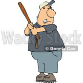 Angry Male Baseball Batter Holding the Bat Aggressively and Getting Ready to Swing at the Ball Clipart © djart #4315