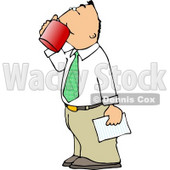 Businessman Holding a Letter and Drinking a Cup of Coffee Clipart © djart #4319