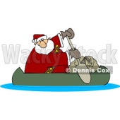 Royalty-Free (RF) Clipart Illustration of Santa In A Canoe With His Sack © djart #432130