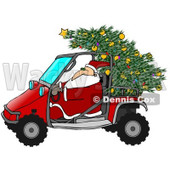Royalty-Free (RF) Clipart Illustration of Santa Driving A Mud Bug With A Christmas Tree On The Back © djart #432136