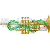 Brass Trumpet Instrument Decorated with Christmas Lights Clipart © djart #4322