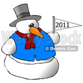 Royalty-Free (RF) Clipart Illustration of a Snowman Holding A New Year Flag © djart #433476
