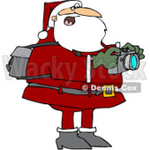Royalty-Free (RF) Clipart Illustration of Santa Holding A Camera And Taking Pictures © djart #433597