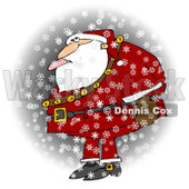 Royalty-Free (RF) Clipart Illustration of Santa Standing In The Snow And Catching A Snowflake With His Tongue © djart #434246