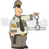 Policeman Holding a Pistol and Handcuffs Clipart © djart #4345