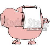 Clipart Illustration of a Pink Pig Looking Back At A Sign Draped On His Side © djart #43700