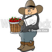 Cowboy Farmer Carrying a Bucket of Freshly Picked Red Apples Clipart © djart #4390
