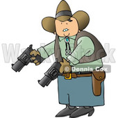 Cowboy Holding and Pointing Two Pistols Towards the Ground Clipart © djart #4392