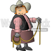 Redhead Cowgirl Holding a Lasso Rope Clipart © djart #4397