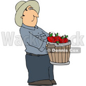 Cowboy Farmer Carrying a Pale of Freshly Picked Red Apples Clipart © djart #4399