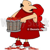 Valentine's Day Cupid Man Carrying a Bucket Full of Tiny Red Love Hearts Clipart © djart #4421