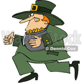 Royalty-Free (RF) Clip Art Illustration of a Leprechaun Running Away With His Gold © djart #442569