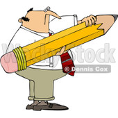 Royalty-Free (RF) Clip Art Illustration of a Businessman Holding A Large Pencil © djart #442615