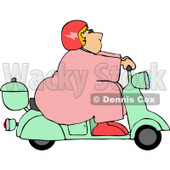 Obese/Fat Woman Driving a Scooter Moped Clipart © djart #4431