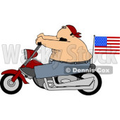 American Male Patriot Riding a Motorcycle with an American Flag Clipart © djart #4451