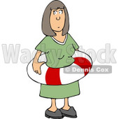 Woman Wearing an Emergency life Preserver Around Her Waist Clipart © djart #4457