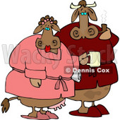 Cow Couple Wearing Robes in the Morning Clipart © djart #4510
