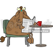 Male Cow Reading the Daily Newspaper with Coffee Clipart © djart #4530