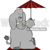 Anthropomorphic Elephant Sitting Under an Umbrella Clipart © djart #4557