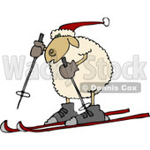 Anthropomorphic Sheep Snow Skiing Clipart © djart #4581