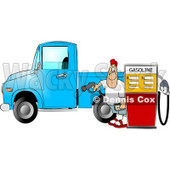 Man at the Gas Station Pumping Diesel Fuel Into His Pickup Truck Clipart © djart #4623