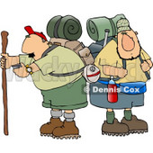 Two Male Hikers with Backpacks and Hiking Gear Clipart © djart #4655
