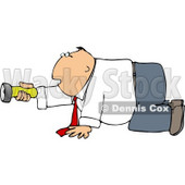 Businessman Crawling On the Ground While Pointing a Flashlight in the Darkness Clipart © djart #4698