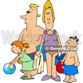 Mom and Dad at the Beach with Their Son and Daughter Clipart © djart #4714
