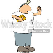 Man Holding a Gold Brick and Hand Gesturing for Someone to Stop Clipart © djart #4728