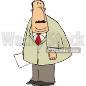 Obese Businessman Holding a Document In His Hand Clipart © djart #4758
