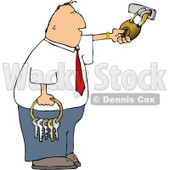 Businessman Holding a Ring of Keys and Unlocking a Padlock Clipart © djart #4762