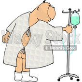 Hospitalized Ill Man Walking Around with an Intravenous (IV) Drip Line with Fluids Clipart © djart #4771