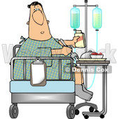 Recovering Sick Patient Eating Lunch On the Bed of his Hospital Room Clipart © djart #4790