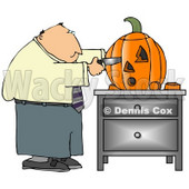 Businessman Carving a Halloween Pumpkin with a Knife Clipart © djart #4873