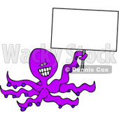 Smiley Octopus Holding a Blank Sign Clipart © djart #4878