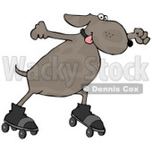 Energetic Dog Roller Skating with His Tongue Out Clipart © djart #4894
