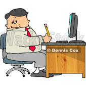 Business Man Filling out Paperwork at Wood Computer Desk in His Office Clipart © djart #4943