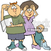 New Mom and Dad Trying to Figure Out How to Raise a Baby Boy Clipart © djart #4955