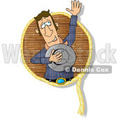 Happy Lariat Cowboy Waving His Hand to the Crowd Clipart © djart #4963