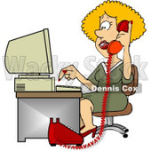 Female Customer Service Representative Talking On Phone and Using Computer Clipart © djart #4971