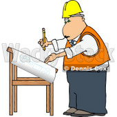 Male Architectural Engineer Writing On a Blueprint with a Pencil Clipart © djart #5009
