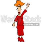 Redhead Lady Waving Hello or Goodbye Clipart Illustration © djart #5045