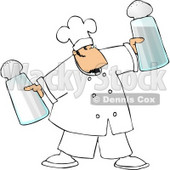 Male Chef Holding Oversized Salt and Pepper Shakers Clipart © djart #5049