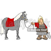 Roman Army Soldier Standing with a Horse Clipart © djart #5070